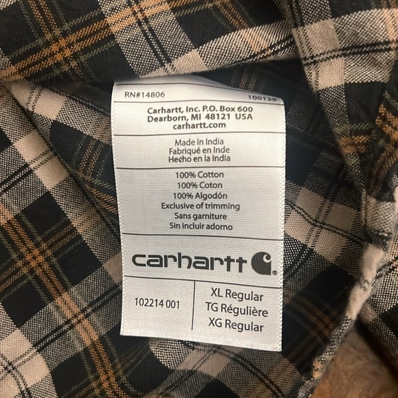 Carhartt Workwear Rugged Relaxed Fit Flannel Plaid Button Down Shirt, Sz. XL. - Picture 7 of 8